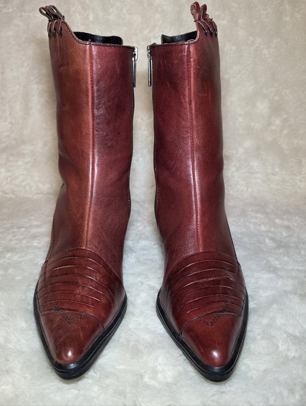 Harley-Davidson Vannis Red Leather Moto Boots - Size 6 - MINT Rare - Picture 6 of 15
